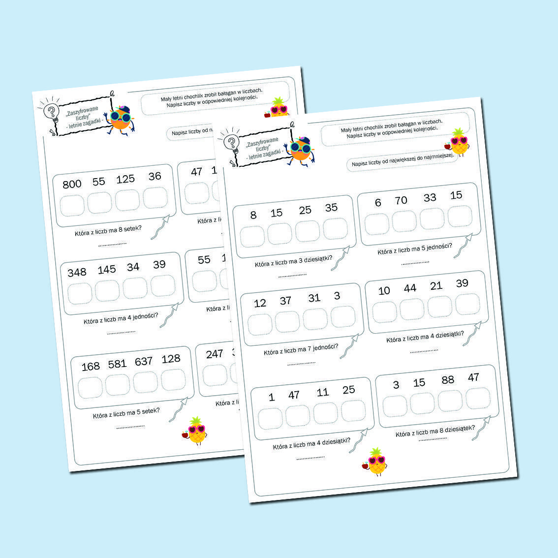 Zaszyfrowane liczby. Letnie zagadki.