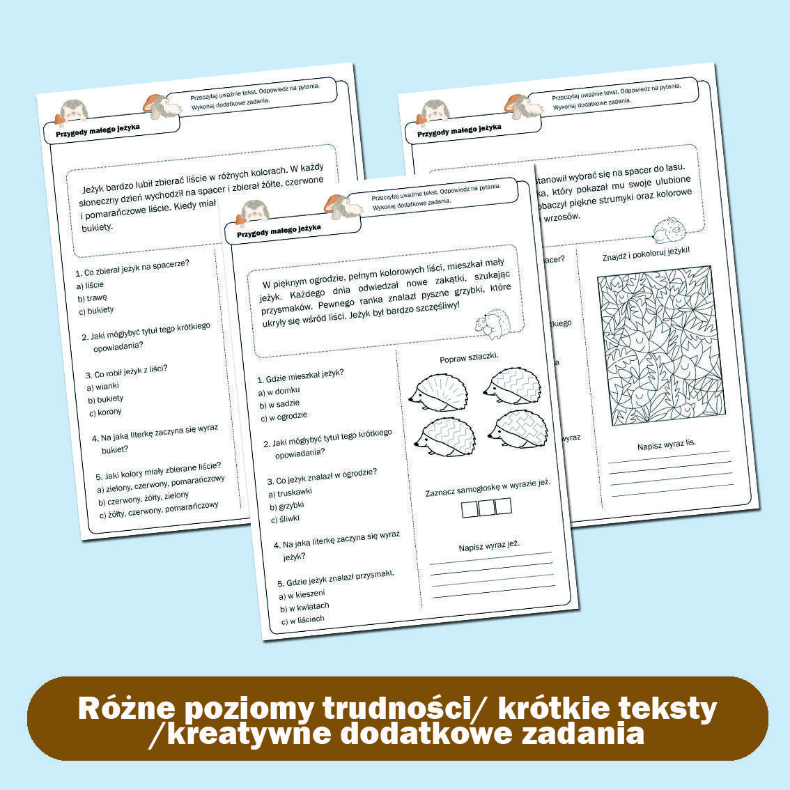 Przygody małego jeżyka (dla młodszych).