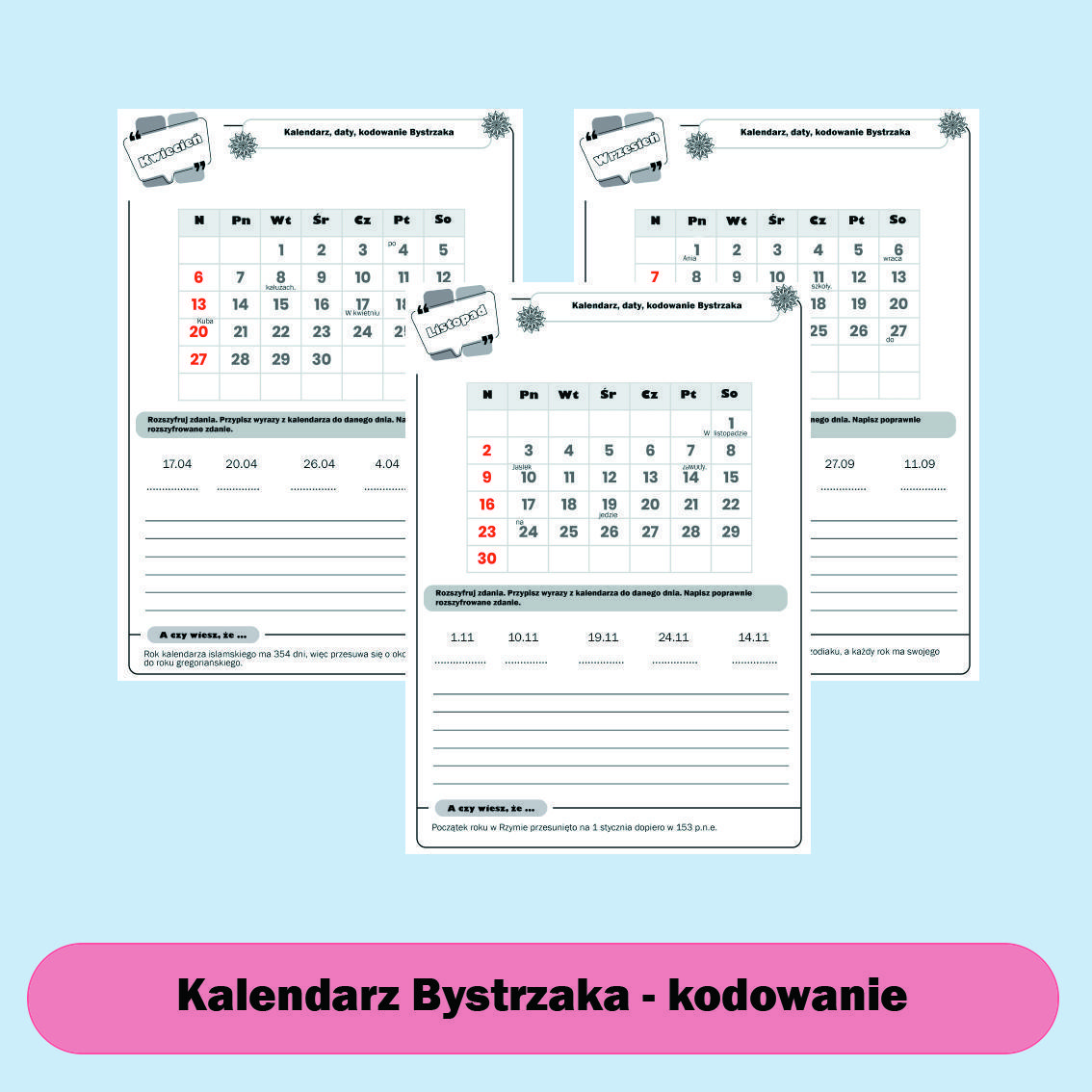 Kalendarz Bystrzaka 2025 daty, obliczenia, czytanki, kodowanie