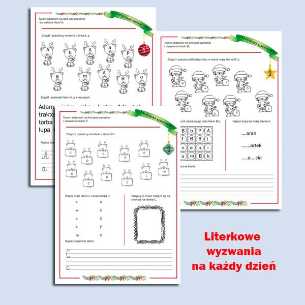 Kalendarz Adwentowy - literki-2 kalendarz adwentowy j. polski "Literki"