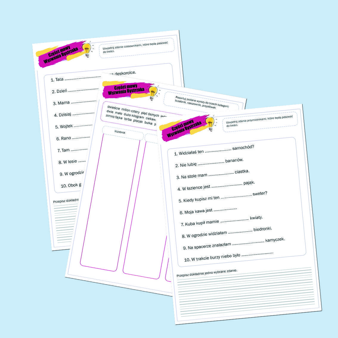 Części mowy. Wyzwania Bystrzaka.