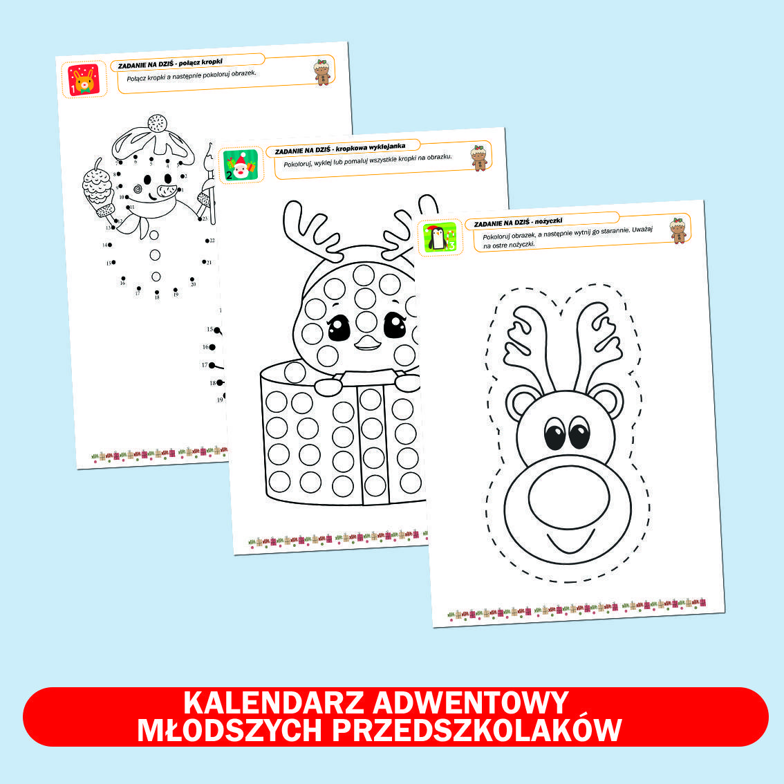 Kalendarz adwentowy dla młodszych przedszkolaków.