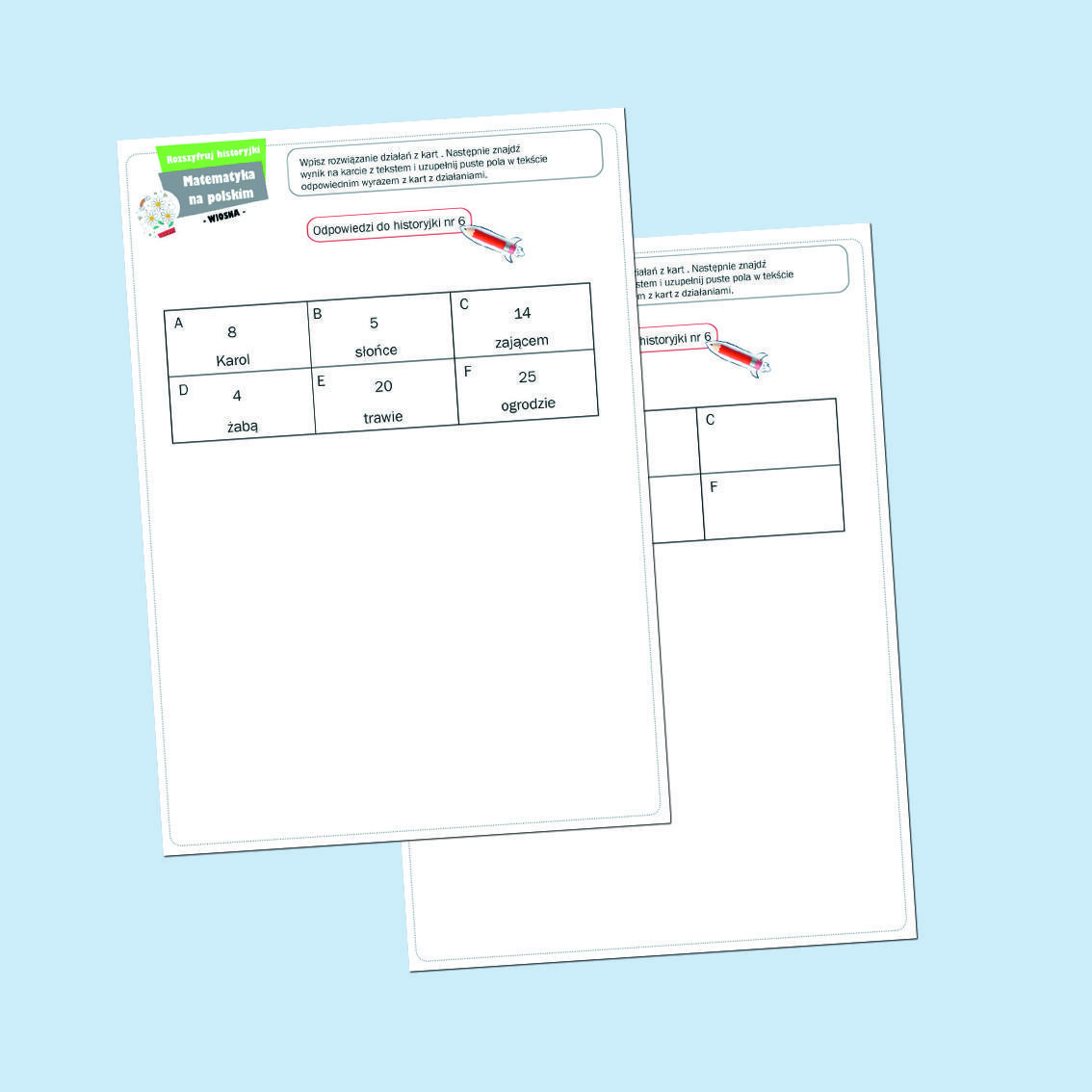 Rozszyfruj historyjki. Matematyka na polskim. Wiosna.