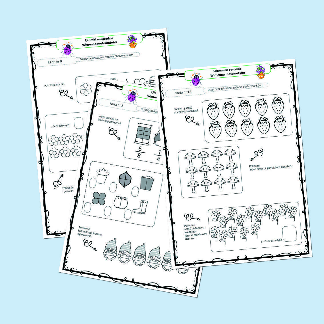 Ułamki w ogrodzie. Wiosenna matematyka.