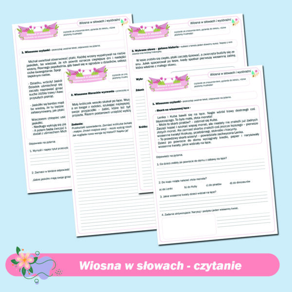 Wiosna w słowach - czytanie ze zrozumieniem