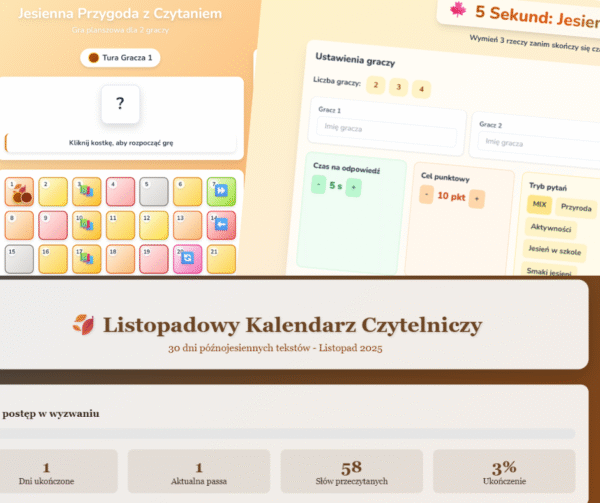 Pomoce interaktywne online: gry i quizy działające w przeglądarce na komputerze, tablecie i tablicy