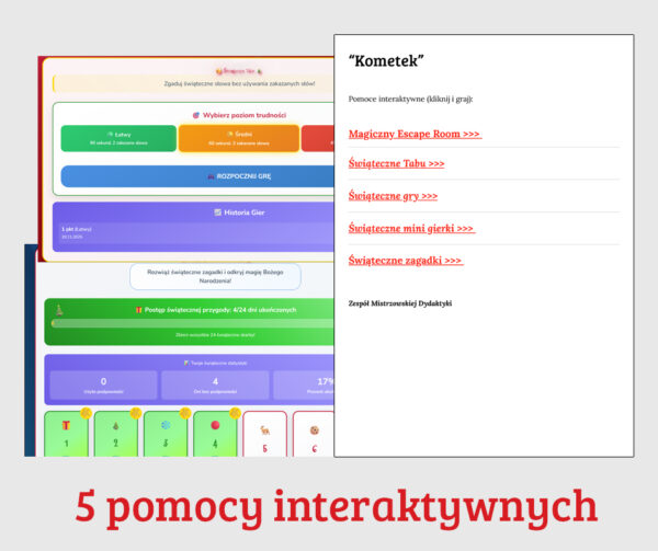 Etykieta_Kometek Kalendarz Adwentowy dla młodszych 2 5 pomocy interaktywnych dla młodszych