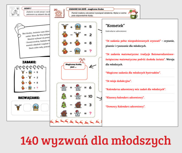 Etykieta_Kometek Kalendarz Adwentowy dla młodszych 140 wyzwań dla młodszych