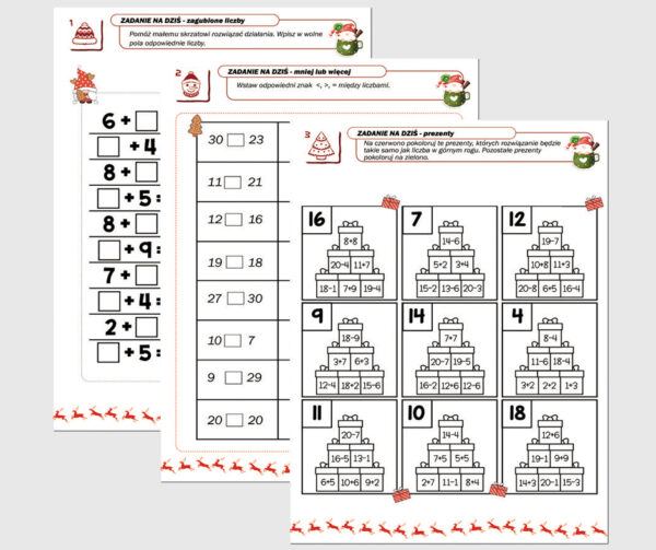 Matematyczny Kalendarz Adwentowy . Magiczne zadania dla młodszych- wyzwania pełne zadań!