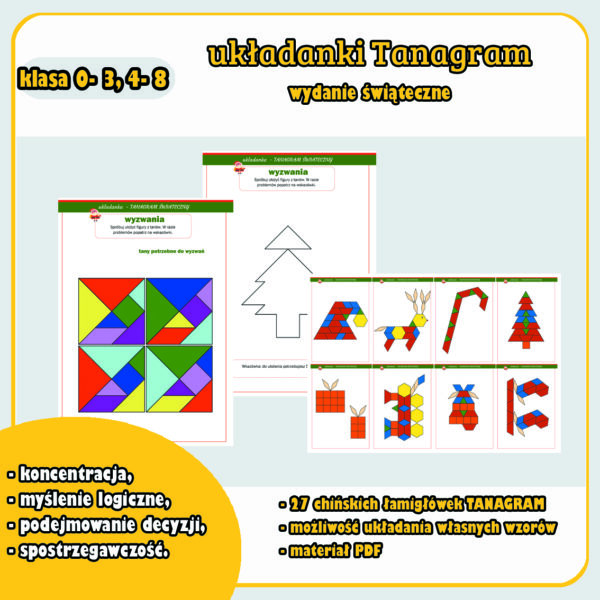 układanki TANAGRAM świąteczny łamigłówki