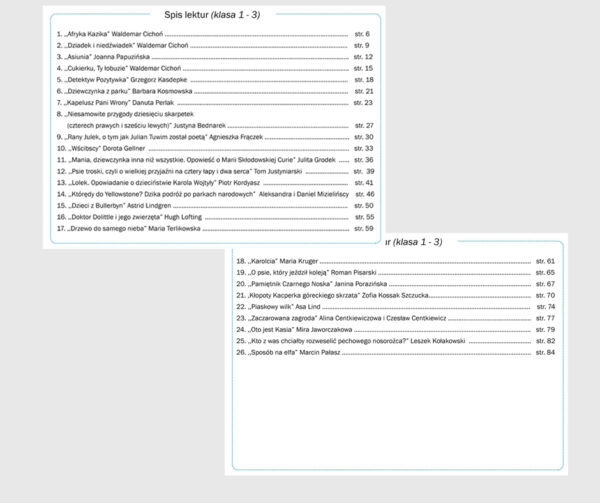 Domino lektury do klasy 1-3.