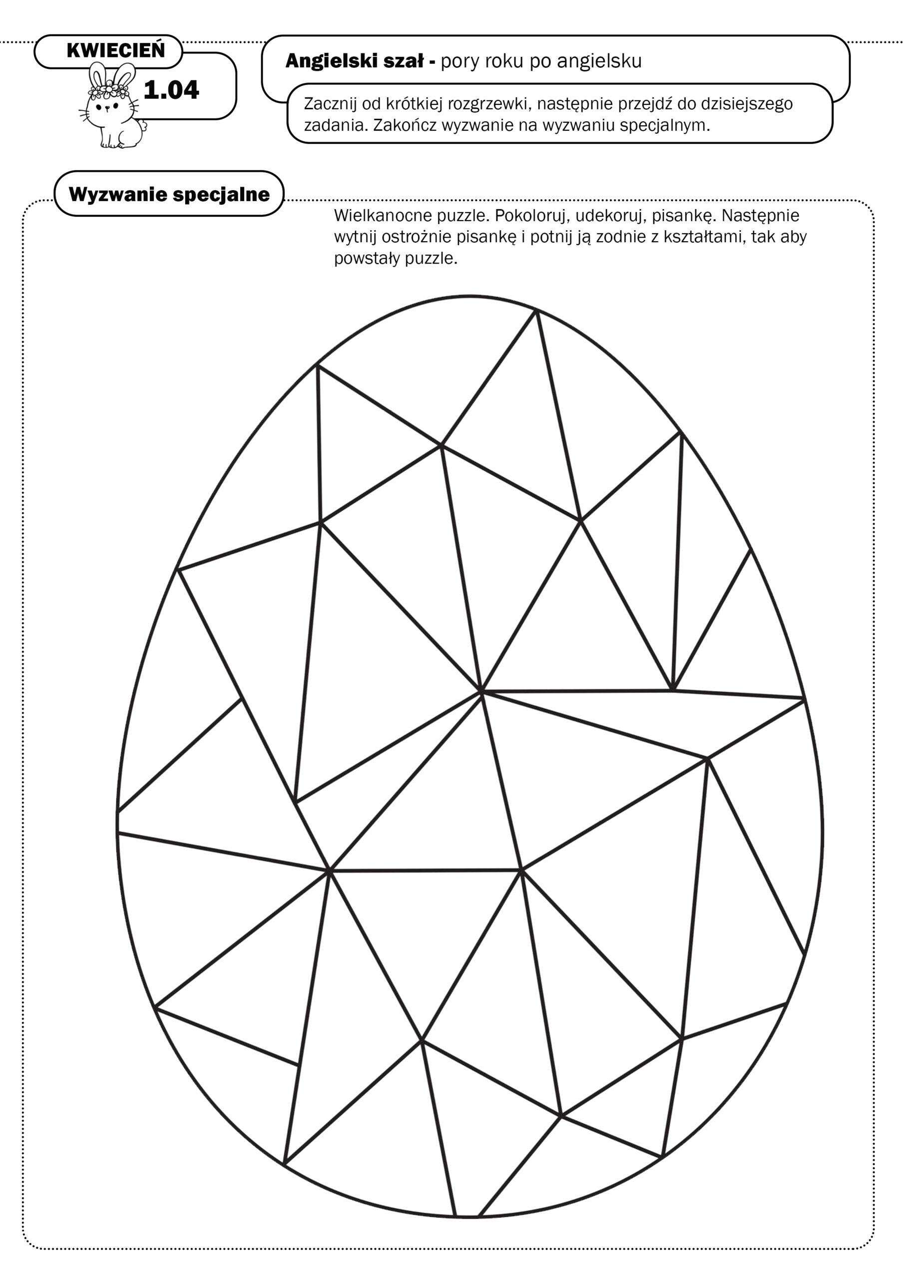 Karta pracy 1 kwietnia — Wielkanocne puzzle, Wyzwanie Specjalne
