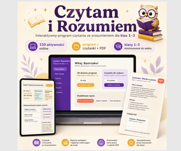 Nowy- etykiety Czytam i Rozumiem 1-3 Czytam i Rozumiem - interaktywny program dla dzieci z klas 1- 3